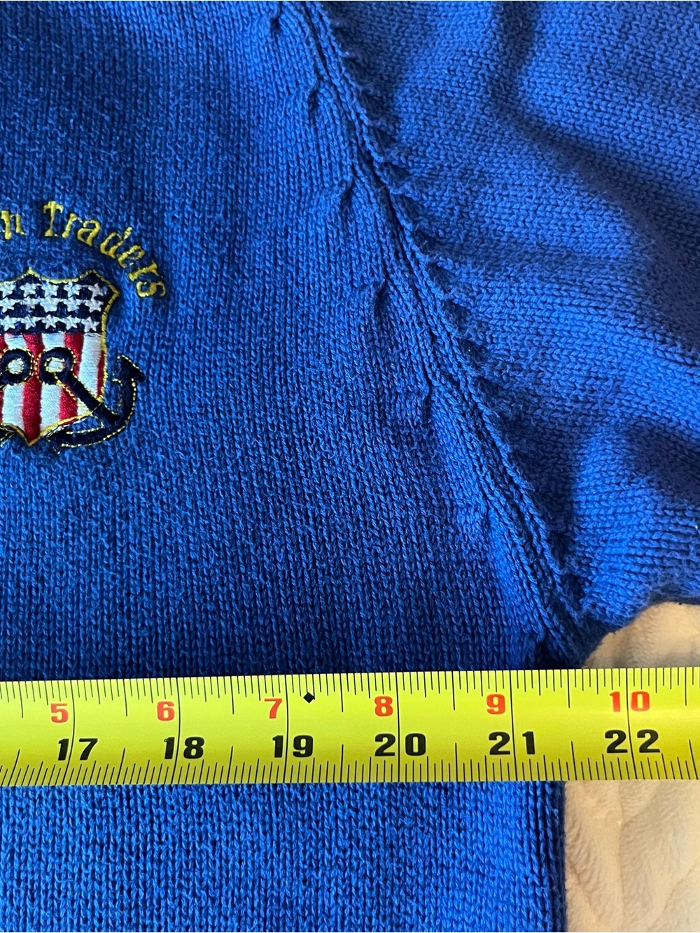 Boston Traders VTG Men Blue Crewneck Sweater with Embroidered Crest Size Medium - Picture 10 of 13